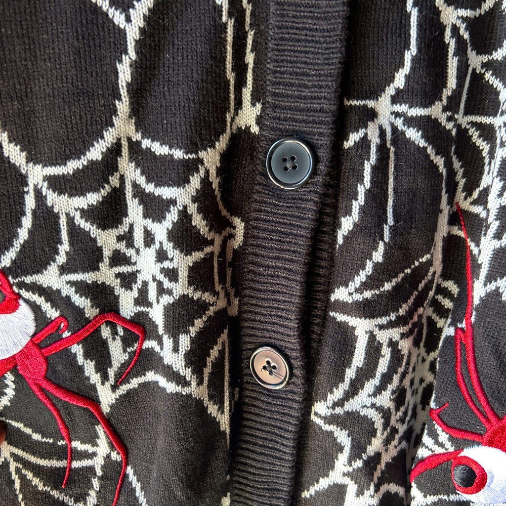 Social Collison Monster Eyeball Spider Halloween Cardigan Women Hot Topic Large - Picture 3 of 14